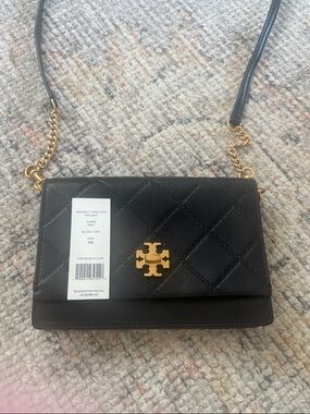 Tory Burch Black Quilted Georgia Turn-Lock Crossbody with Gold Hardware